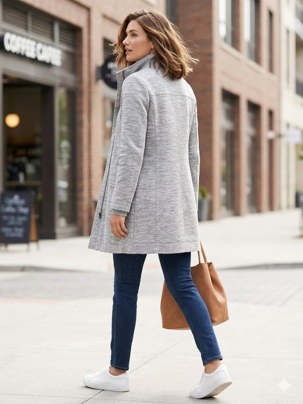 Johnston & Murphy Heather Grey Marled Knit Long Jacket Coat Size S Wool Blend